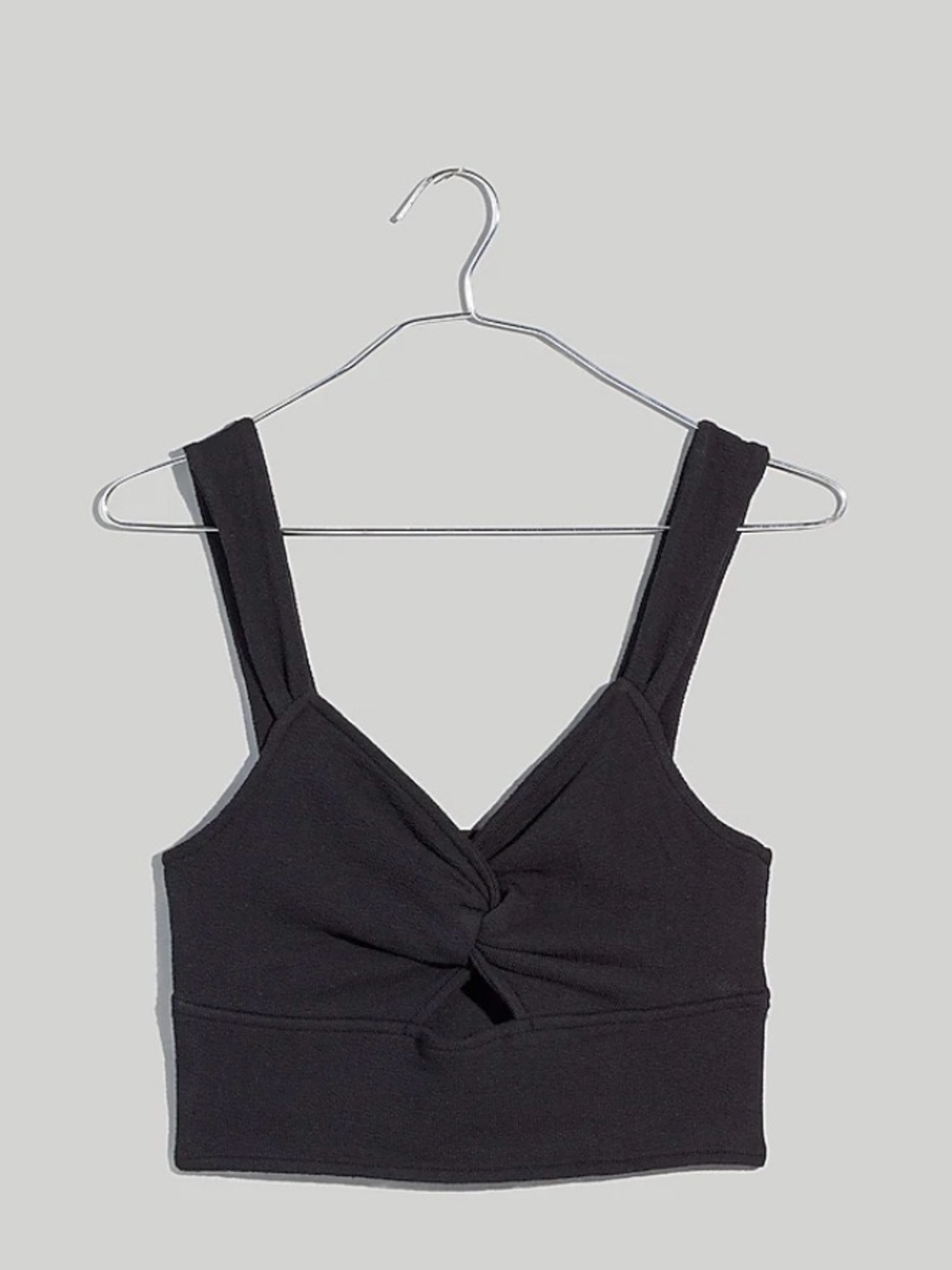 Madewell Cutout Knot-Front Crop Tank Top Black Size Medium